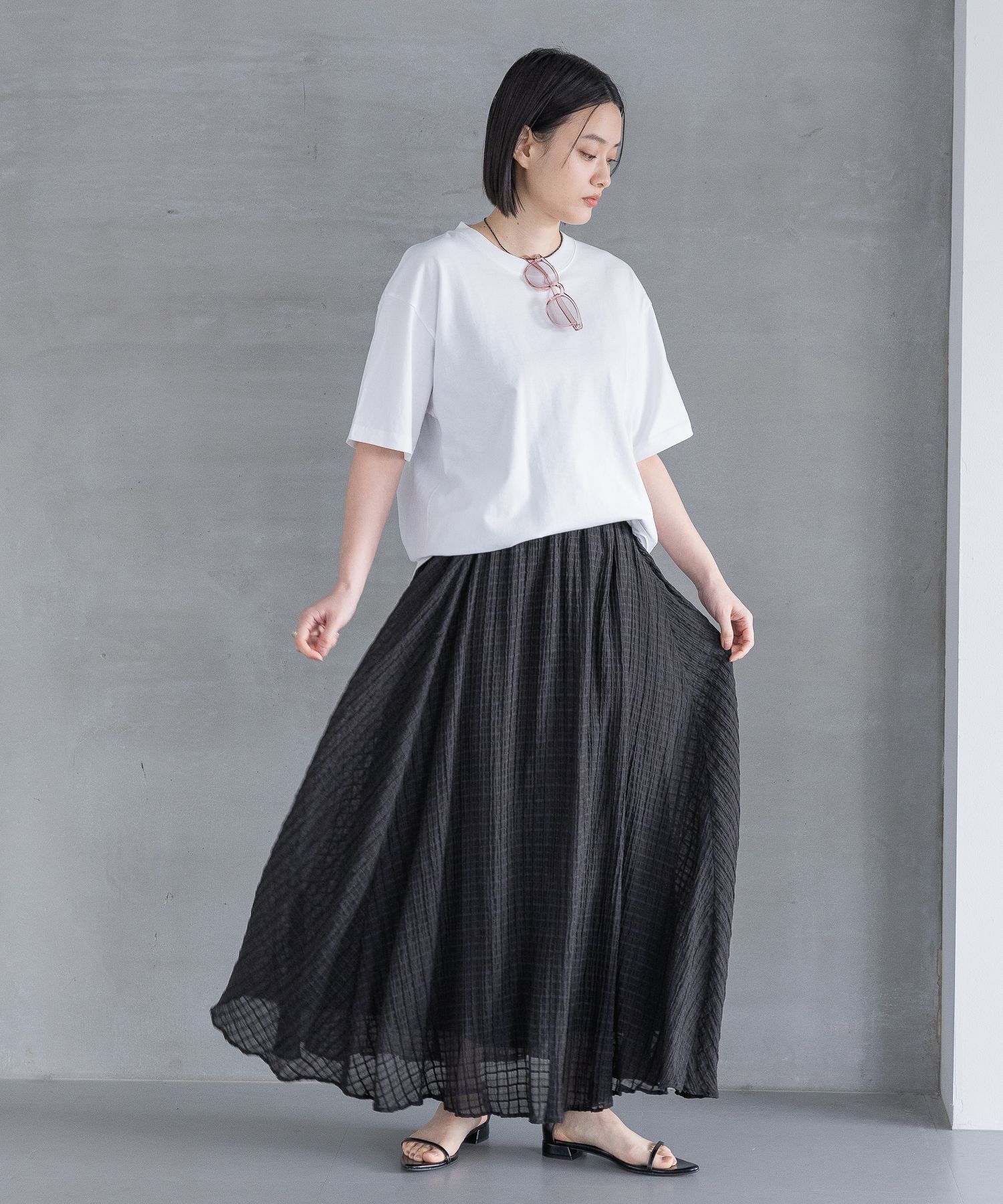 A part by 「【Sサイズ展開】シアーチェックフレアースカート」|スカート|