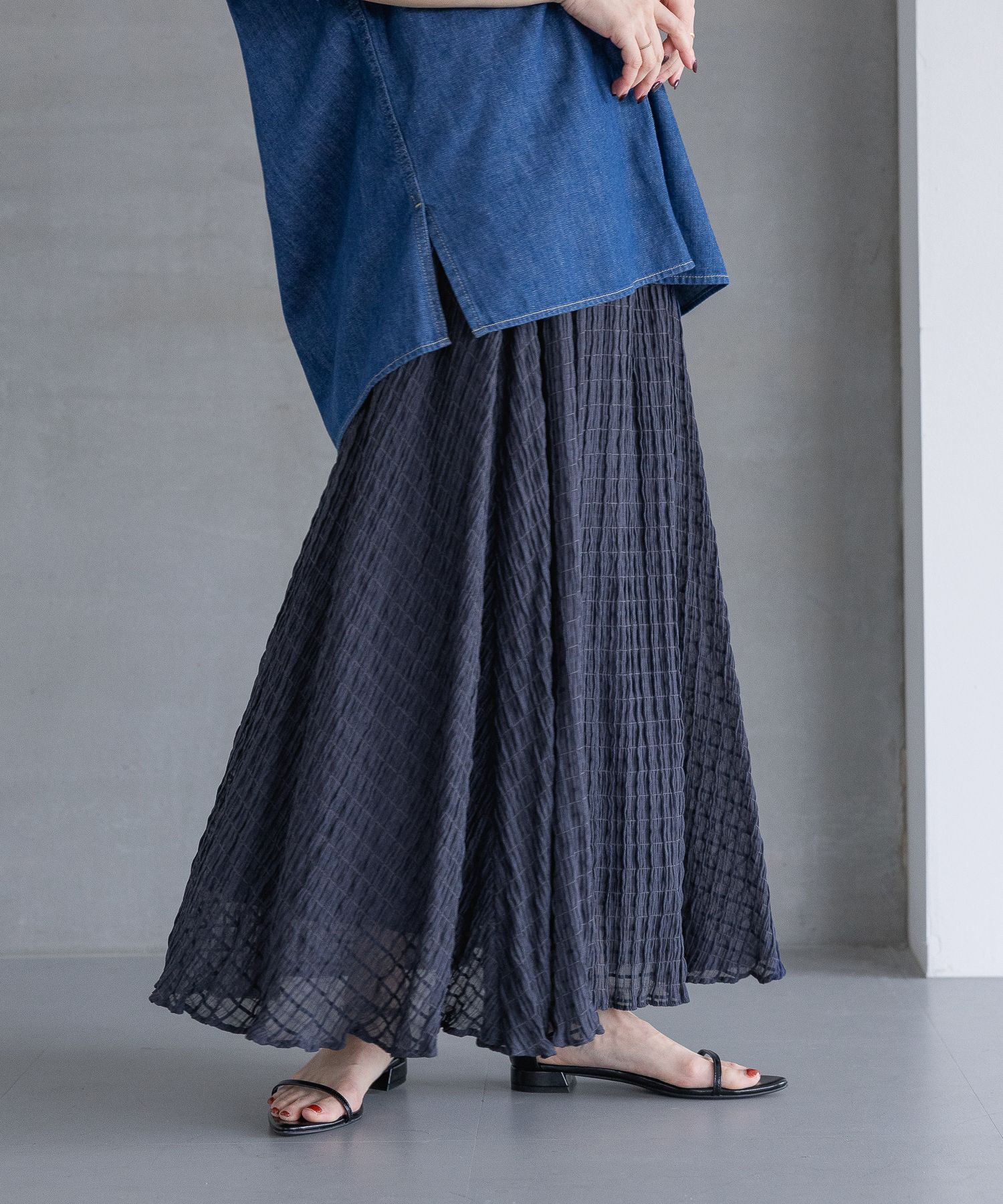 A part by 「【Sサイズ展開】シアーチェックフレアースカート」|スカート|