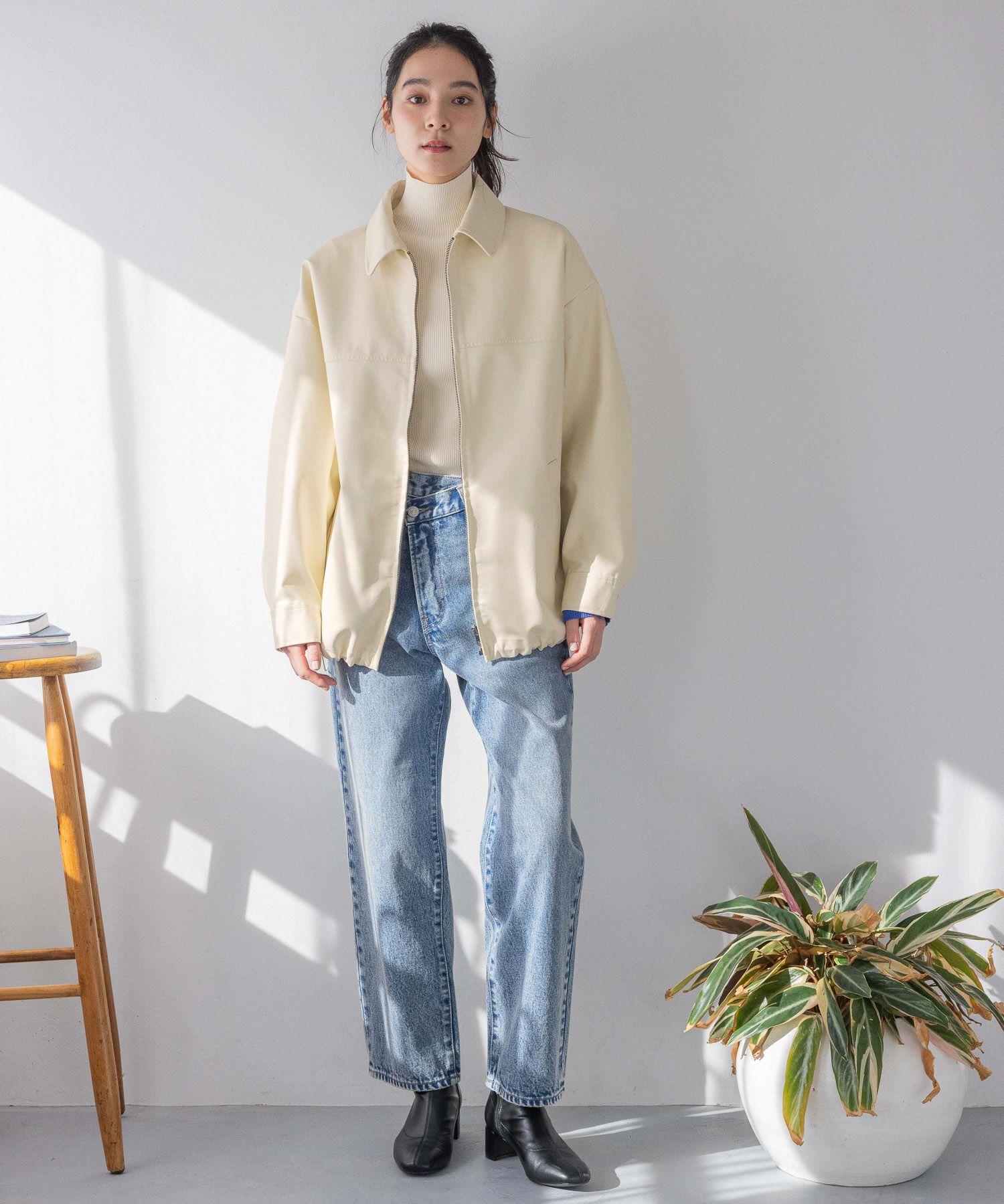 LOWRYS FARM「レザードロストＺＩＰブルゾン」|ブルゾン・スタジャン|