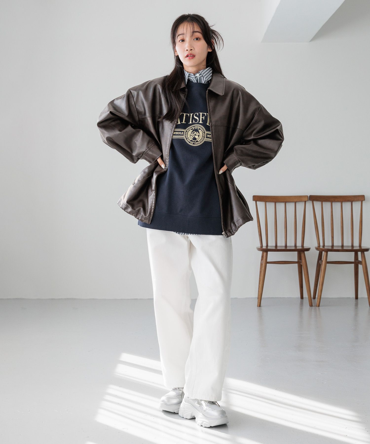 LOWRYS FARM「レザードロストＺＩＰブルゾン」|ブルゾン・スタジャン|