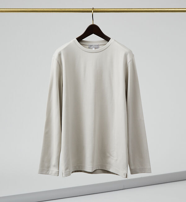 ABAHOUSE「【クルーネック】ポンチ 長袖 Tシャツ」|Tシャツ・カットソー|グレージュ