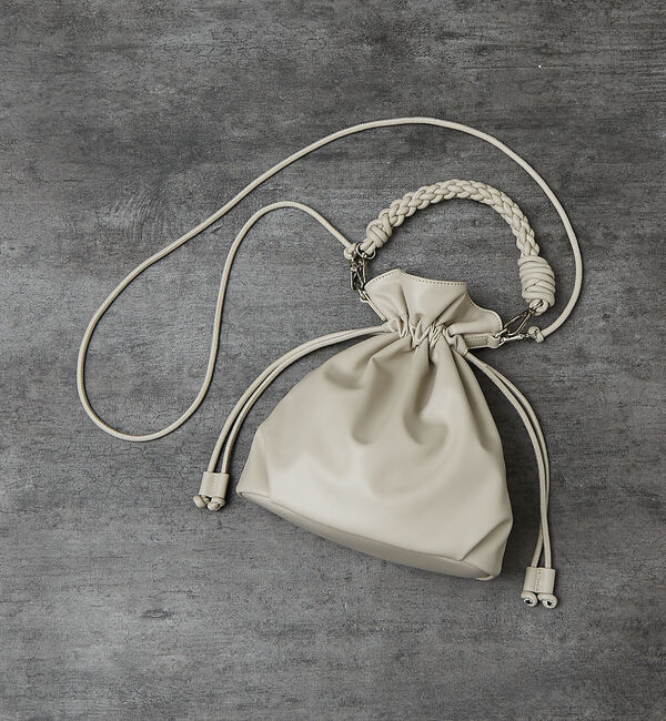 ABAHOUSE「【マルチウェイ】 フェイクレザー 巾着ショルダーバッグ / ユニセックス」|ショルダー・メッセンジャー|グレージュ