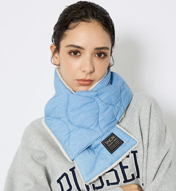 ABAHOUSE「【TAION / タイオン】ミリタリー リバーシブル ダウンマフラー/デニム/リ」|マフラー|ブルー系その他2