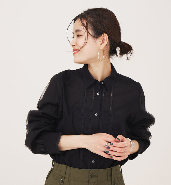 Rouge vif「袖チュールレースシャツ」|シャツ・ブラウス|