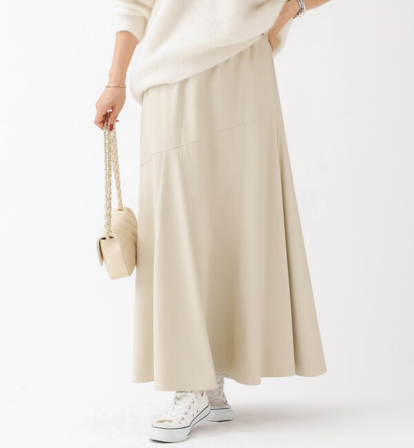 Rouge vif「【ロングセラー】エコレザースカート」|スカート|アイボリー