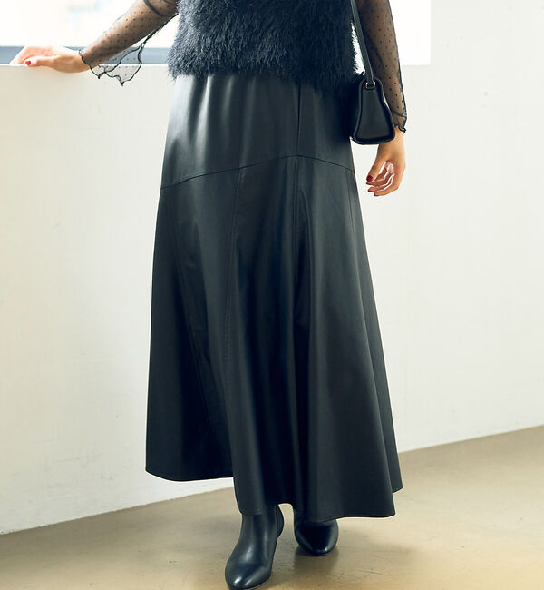 Rouge vif「【ロングセラー】エコレザースカート」|スカート|ブラック