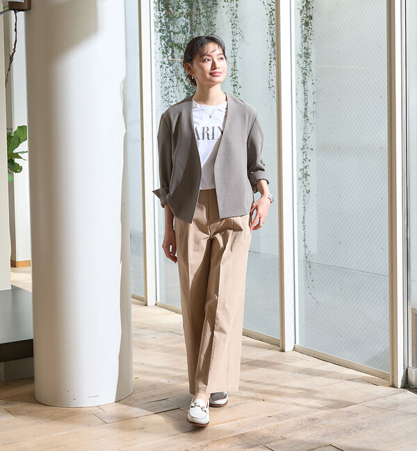 Rouge vif「【セットアップ対応】ベルトノーカラーライトジャケット」|ノーカラージャケット|