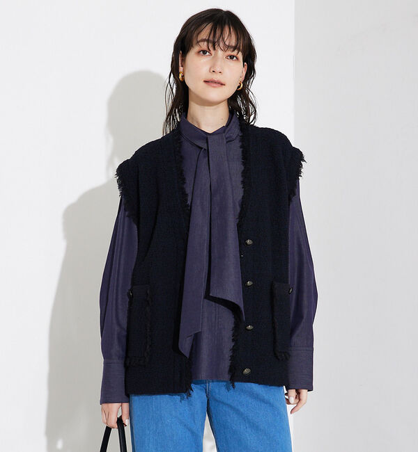 qualite「ツィードニットジレ」|ダウンベスト・ベスト|