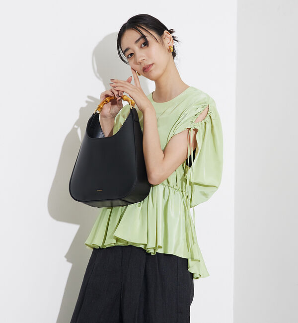 qualite「ボリュームギャザータックTOP」|シャツ・ブラウス|ライム