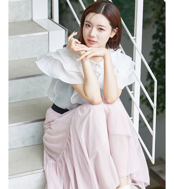 SELFIST「ラッフルフリルパールボタンブラウス」|シャツ・ブラウス|