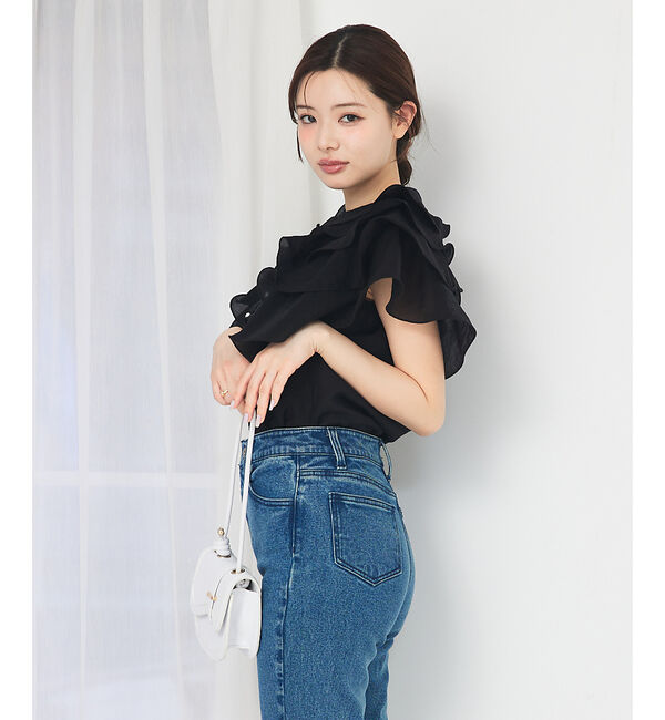 SELFIST「ラッフルフリルパールボタンブラウス」|シャツ・ブラウス|