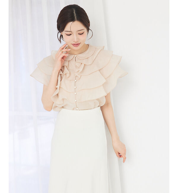 SELFIST「ラッフルフリルパールボタンブラウス」|シャツ・ブラウス|