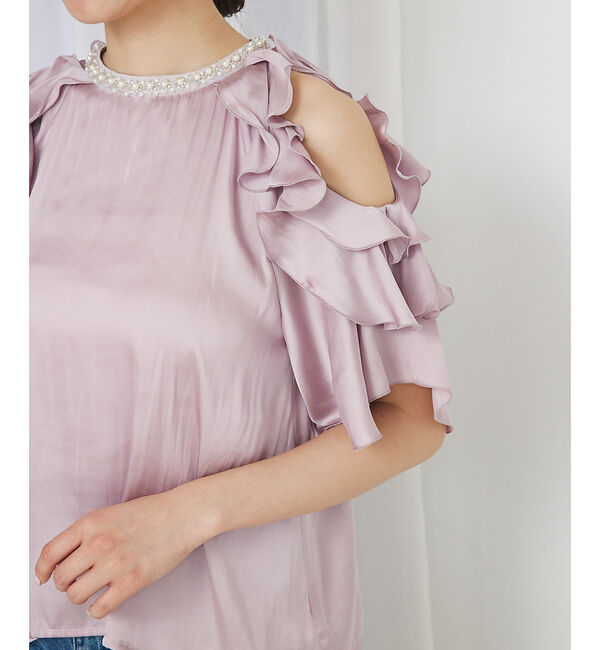 SELFIST「ショルダーオープンビジュー付フリルブラウス」|シャツ・ブラウス|