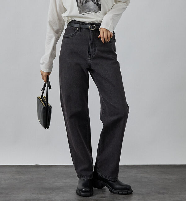 abahouse mavie「ストレッチストレートデニム」|デニム|ブラック