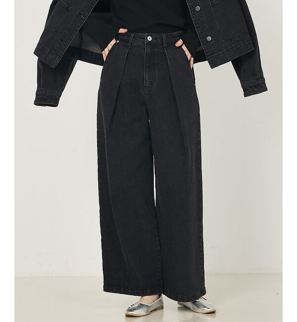 abahouse mavie「タックデニム」|デニム|ブラック