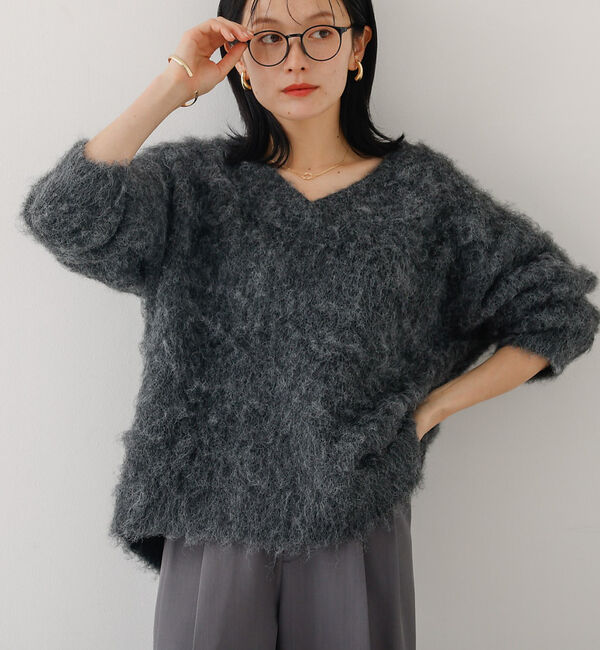 abahouse mavie「ブラッシュドVネックニット」|ニット・セーター|