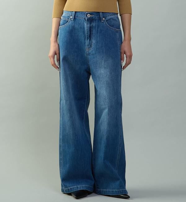 TIARA「ハイウエストワイドデニムパンツ」|デニム|ミディアムブルー