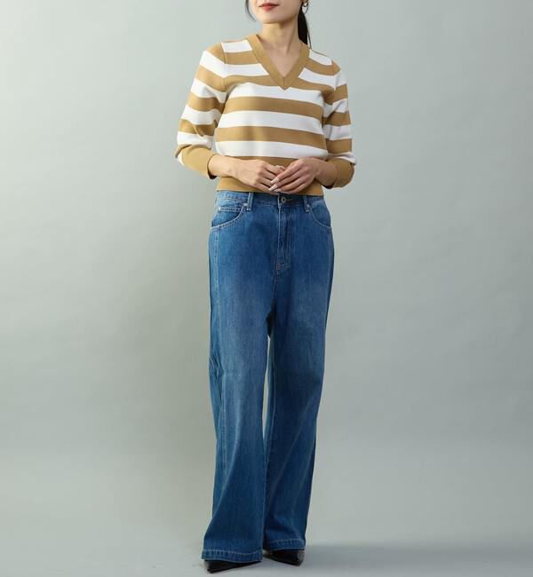 TIARA「ハイウエストワイドデニムパンツ」|デニム|