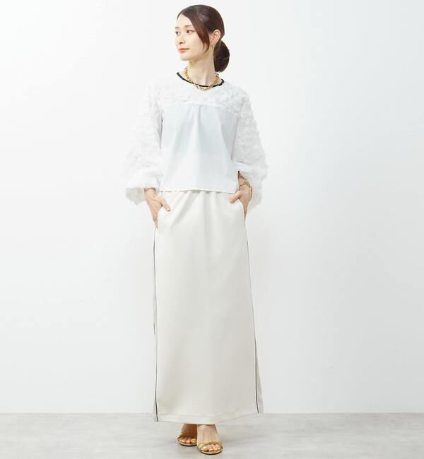 Soffitto「異素材使いカットジャガードブラウス」|シャツ・ブラウス|