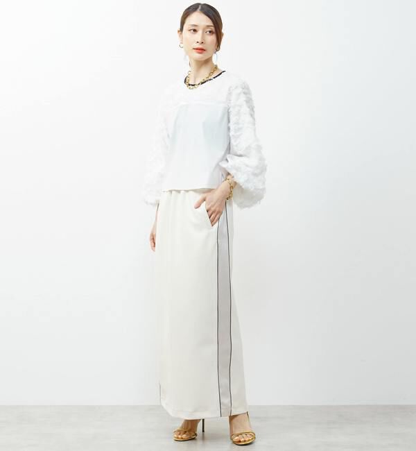 Soffitto「異素材使いカットジャガードブラウス」|シャツ・ブラウス|