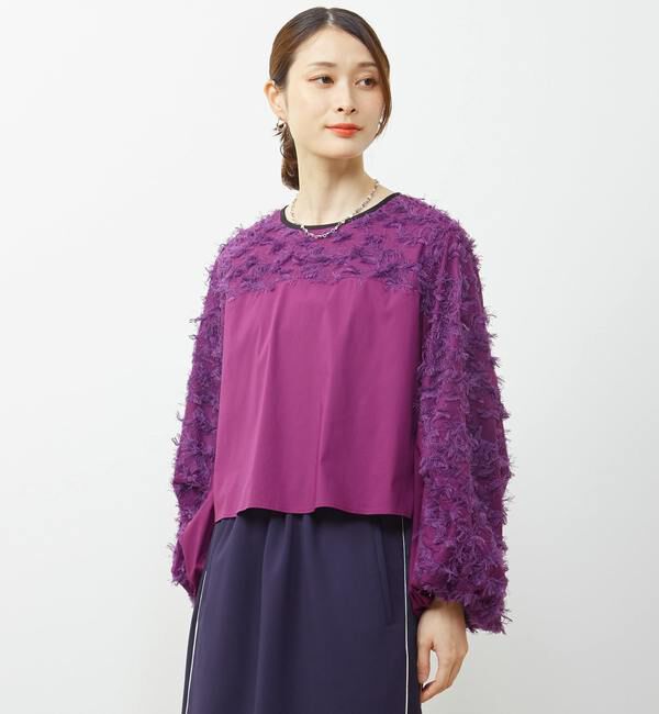 Soffitto「異素材使いカットジャガードブラウス」|シャツ・ブラウス|