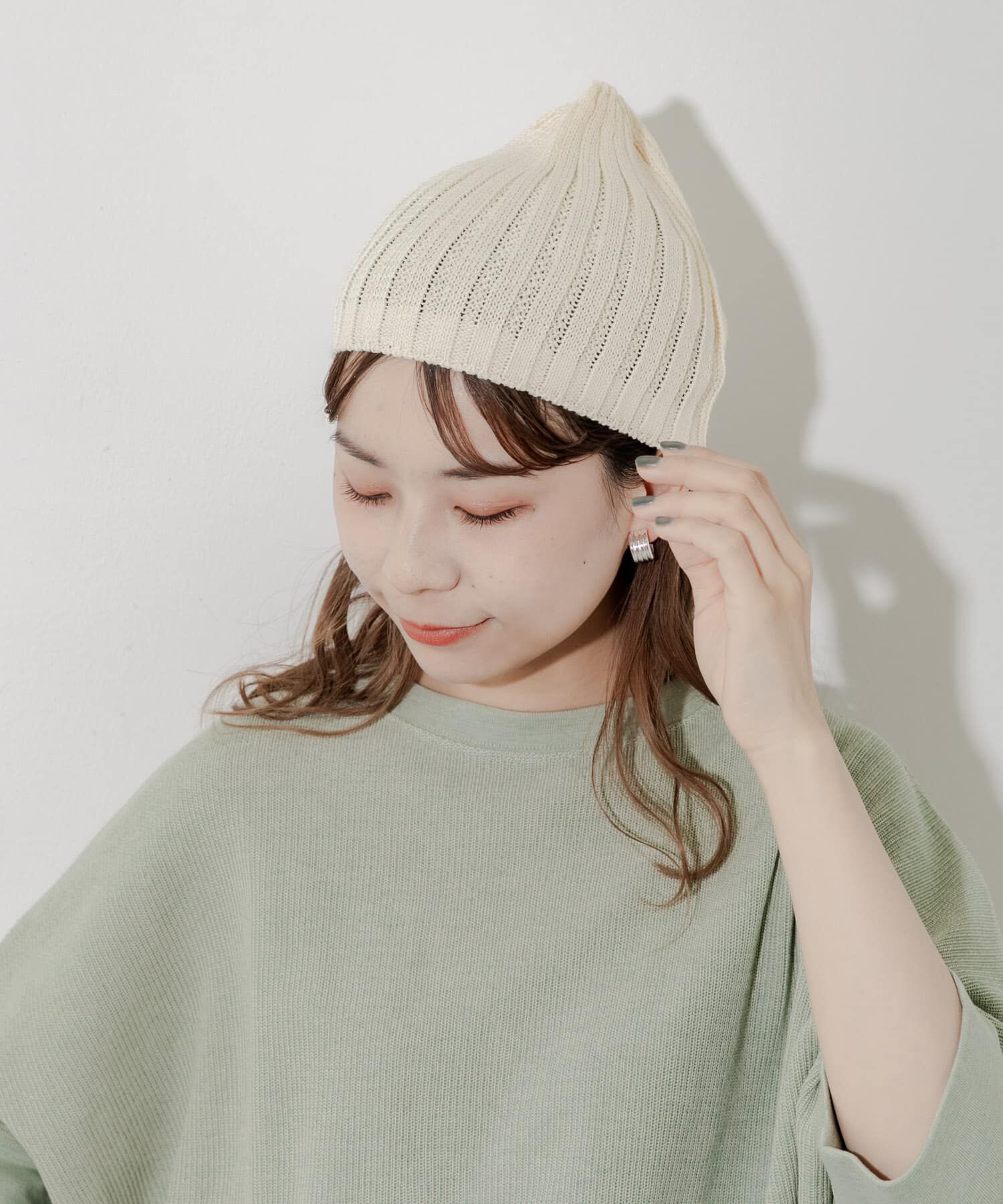 SMELLY「コットンリネンリブビーニー」|ニット帽|