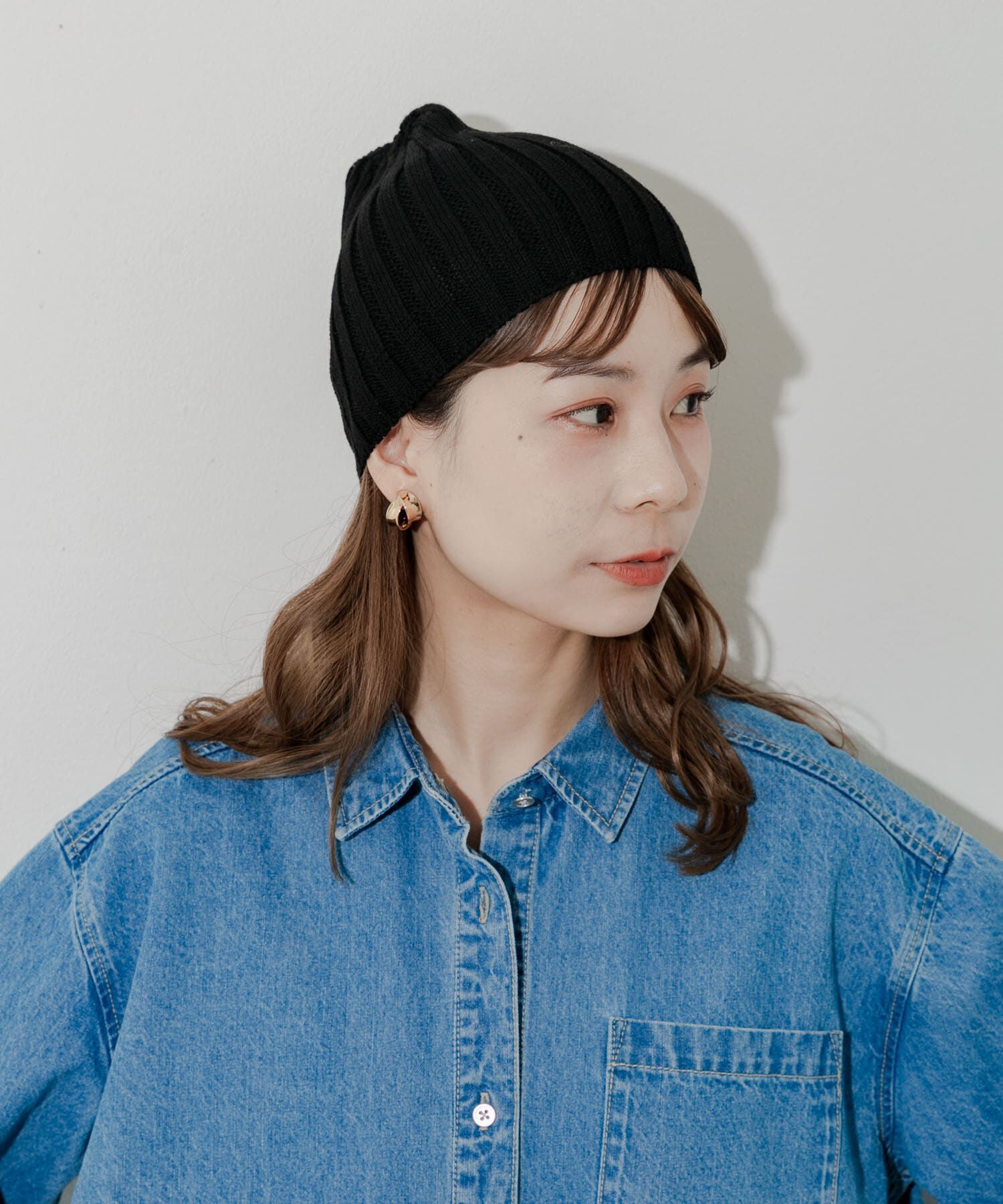 SMELLY「コットンリネンリブビーニー」|ニット帽|