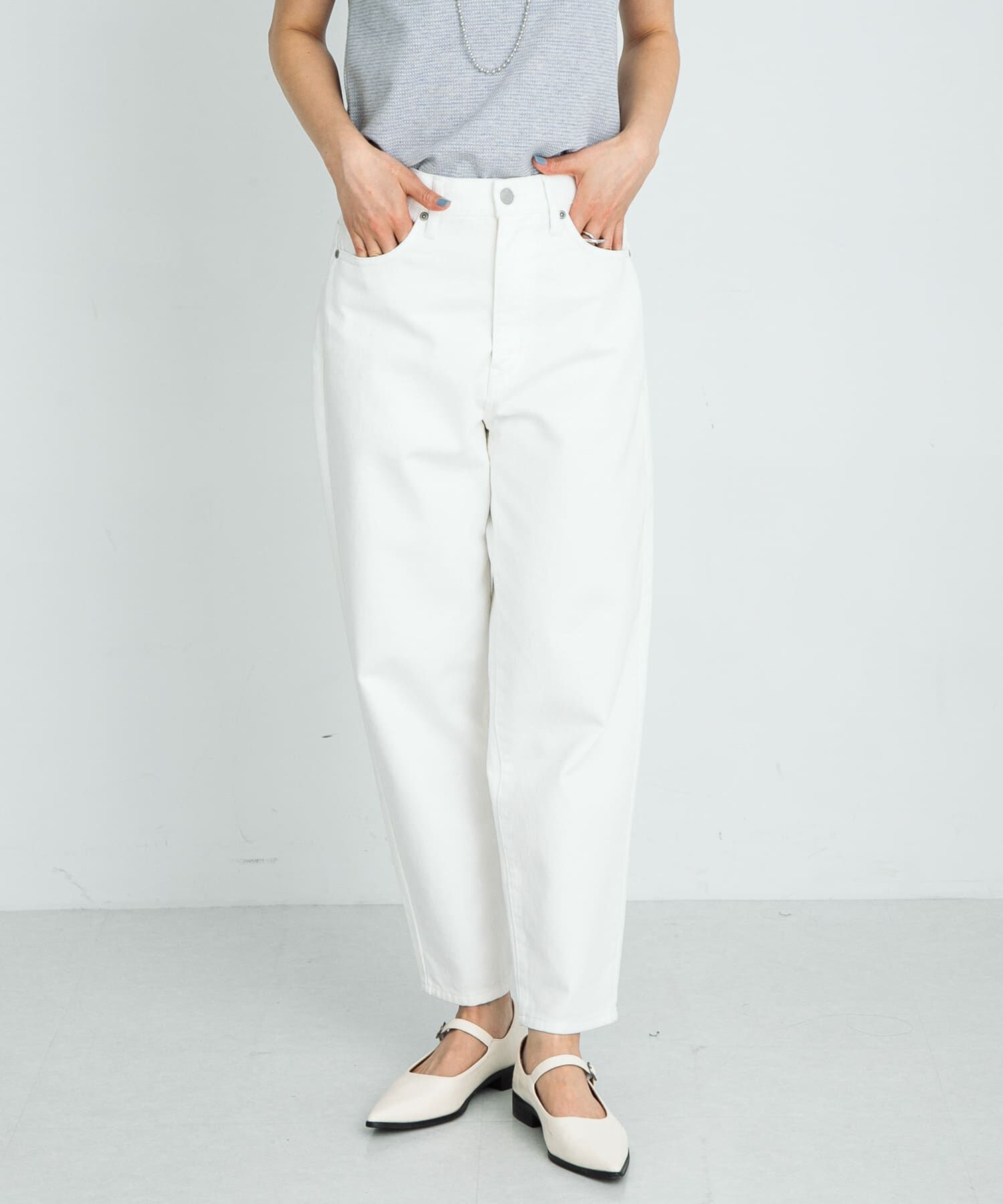 Sonny Label 「『34サイズ/低身長向けも展開』ワイドテーパードデニム」|デニム|ホワイト