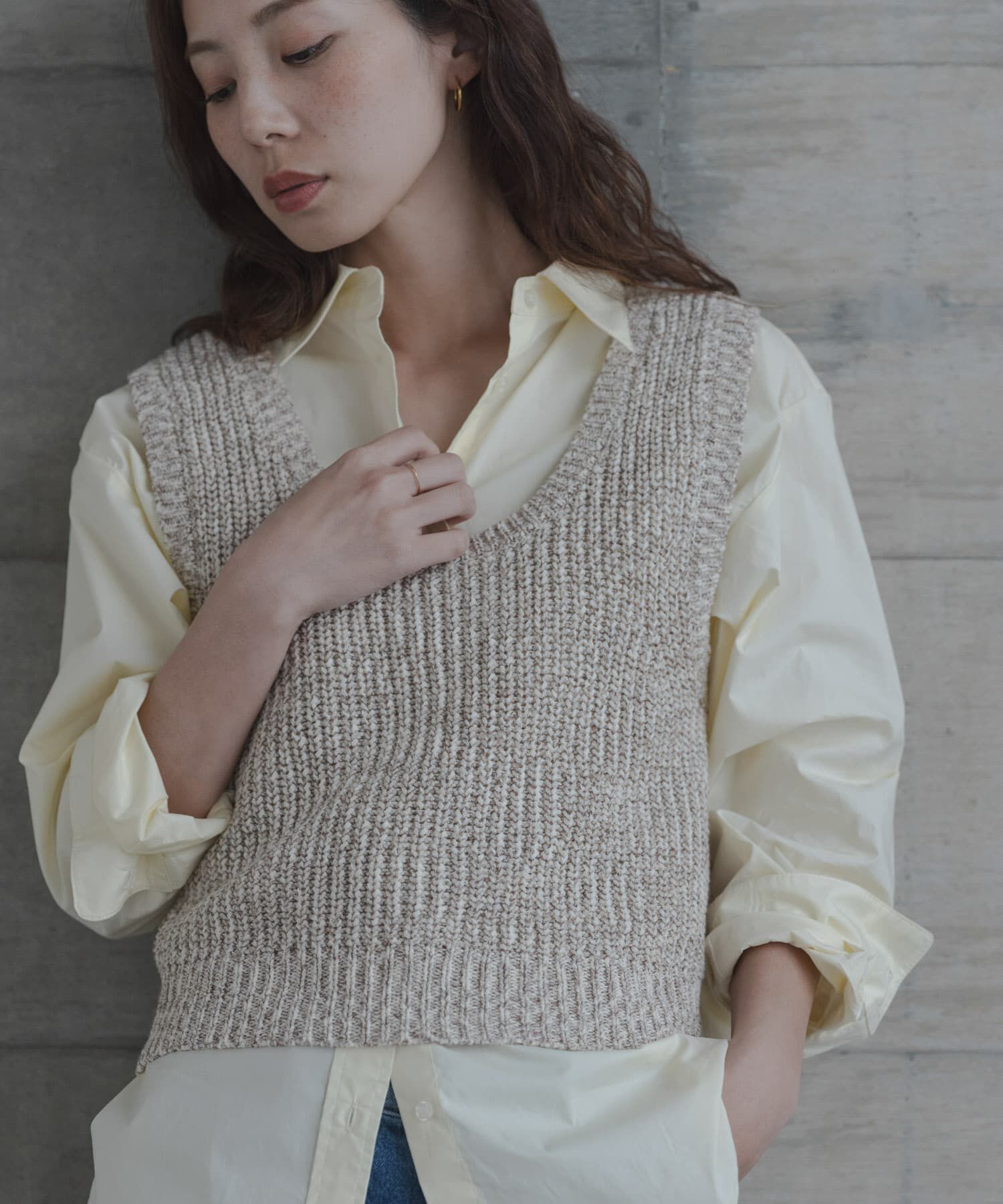 Sonny Label 「メランジテープヤーンUネックニットベスト」|ベスト・ジレ|