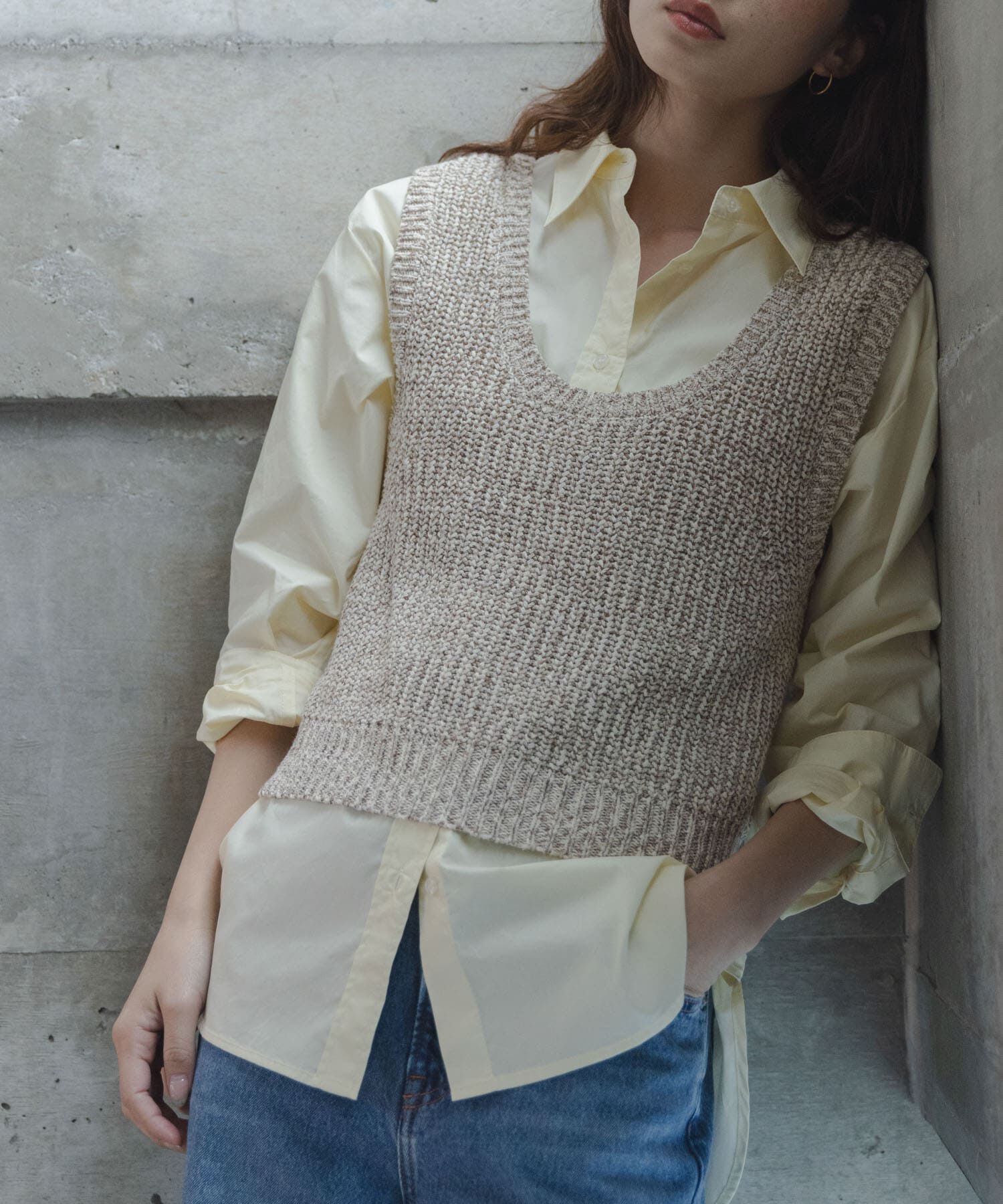 Sonny Label 「メランジテープヤーンUネックニットベスト」|ベスト・ジレ|