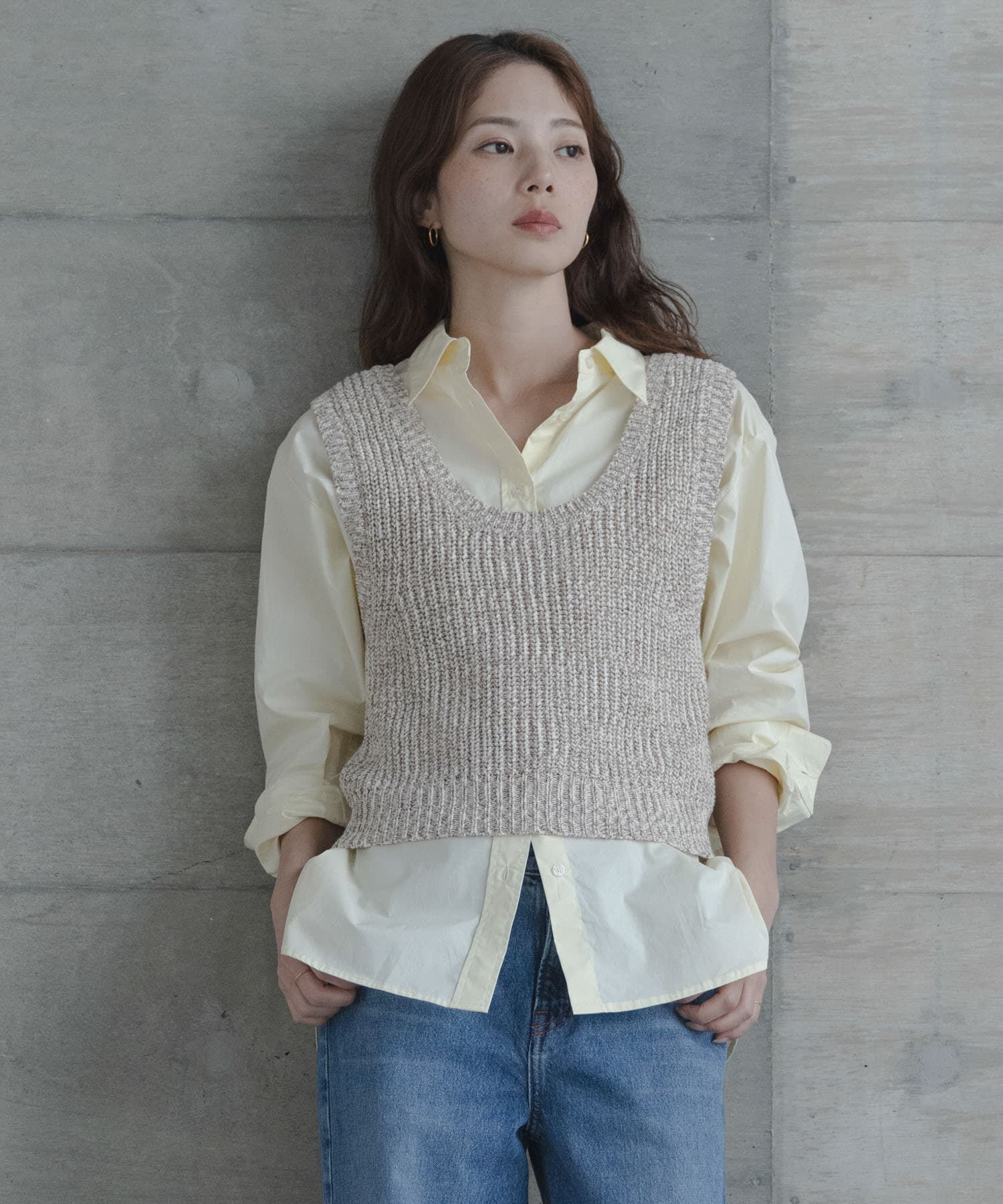 Sonny Label 「メランジテープヤーンUネックニットベスト」|ベスト・ジレ|