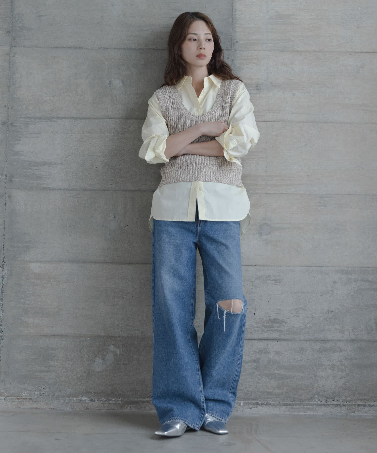 Sonny Label 「メランジテープヤーンUネックニットベスト」|ベスト・ジレ|