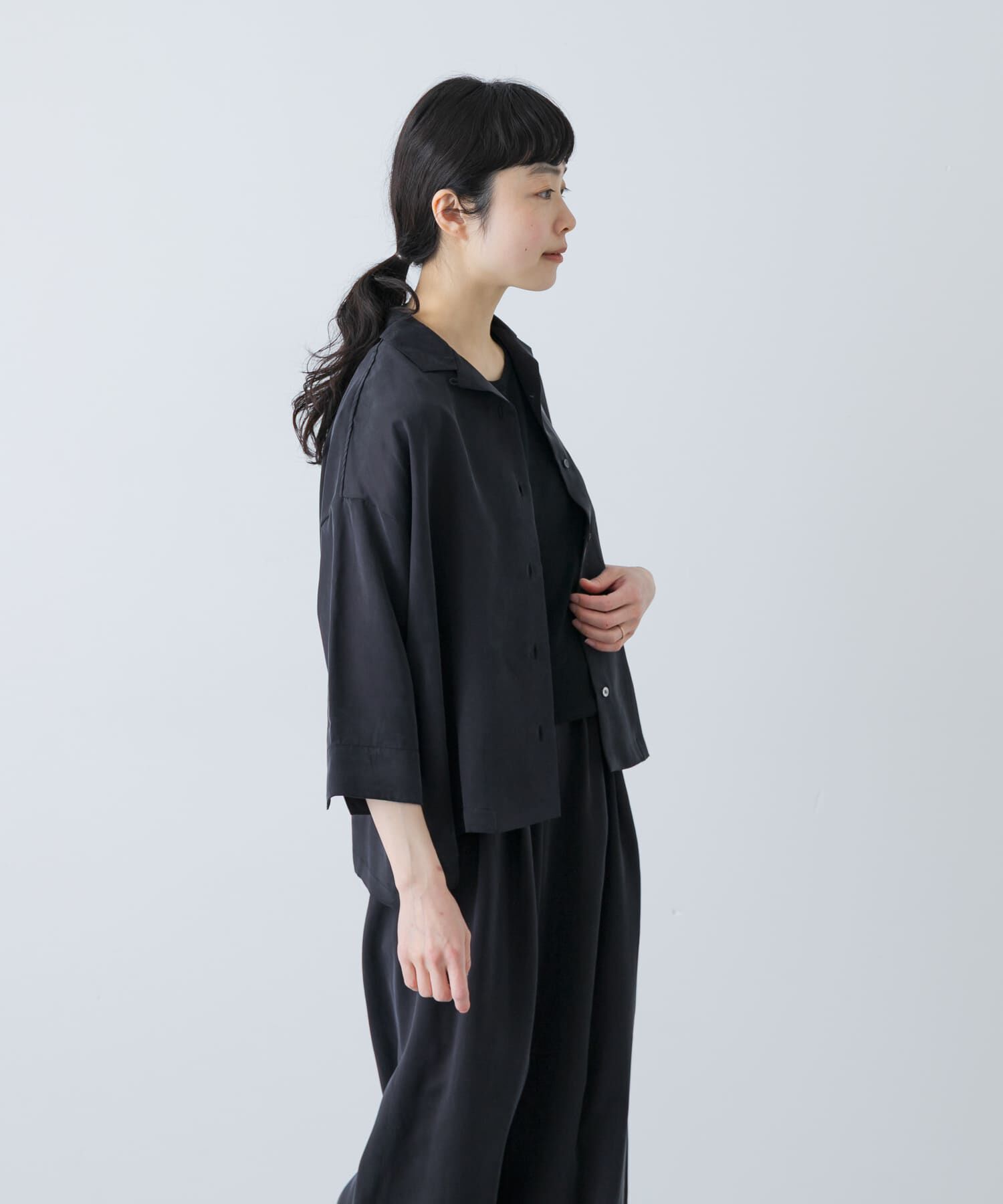 かぐれ「キュプラオープンカラーシャツ」|シャツ・ブラウス|