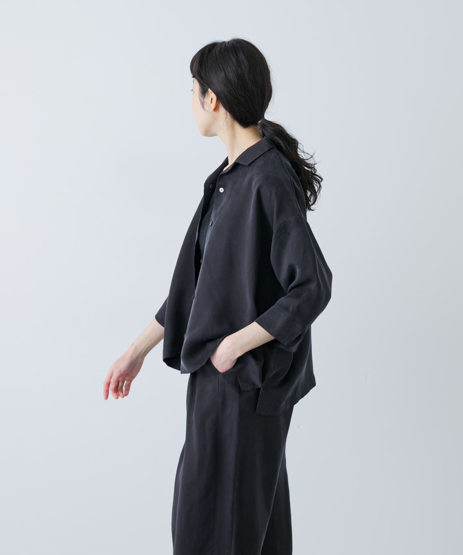 かぐれ「キュプラオープンカラーシャツ」|シャツ・ブラウス|