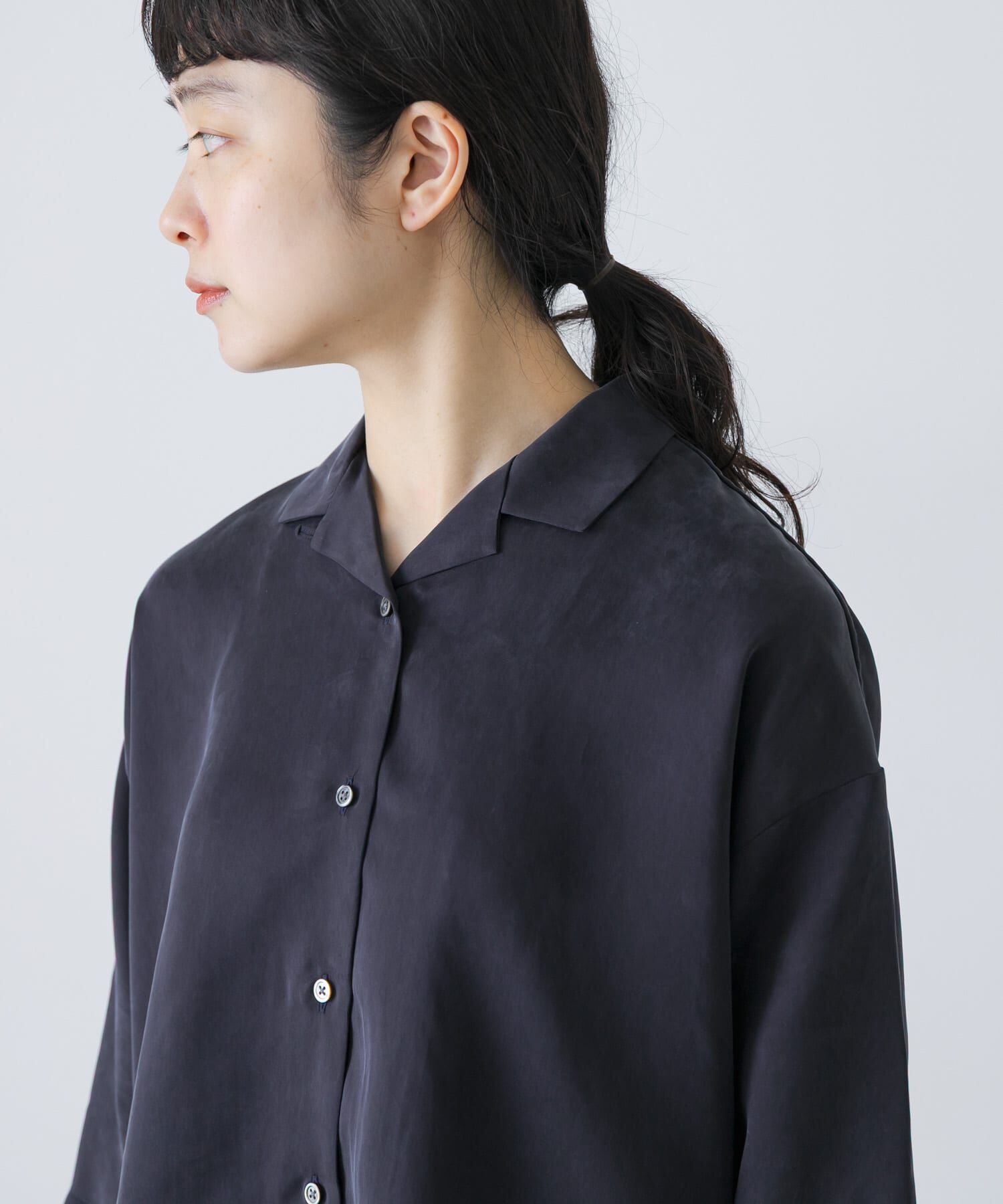 かぐれ「キュプラオープンカラーシャツ」|シャツ・ブラウス|