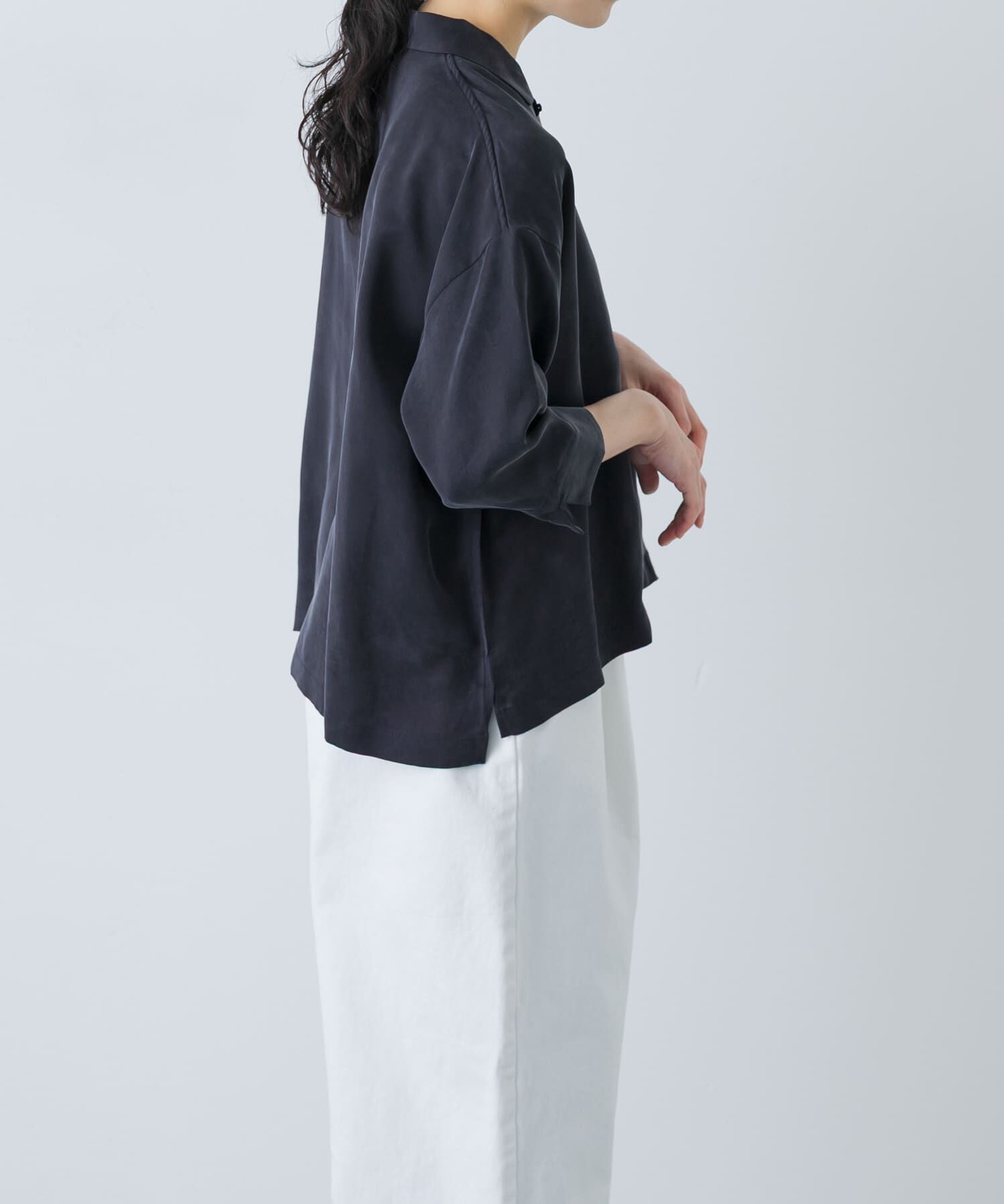 かぐれ「キュプラオープンカラーシャツ」|シャツ・ブラウス|