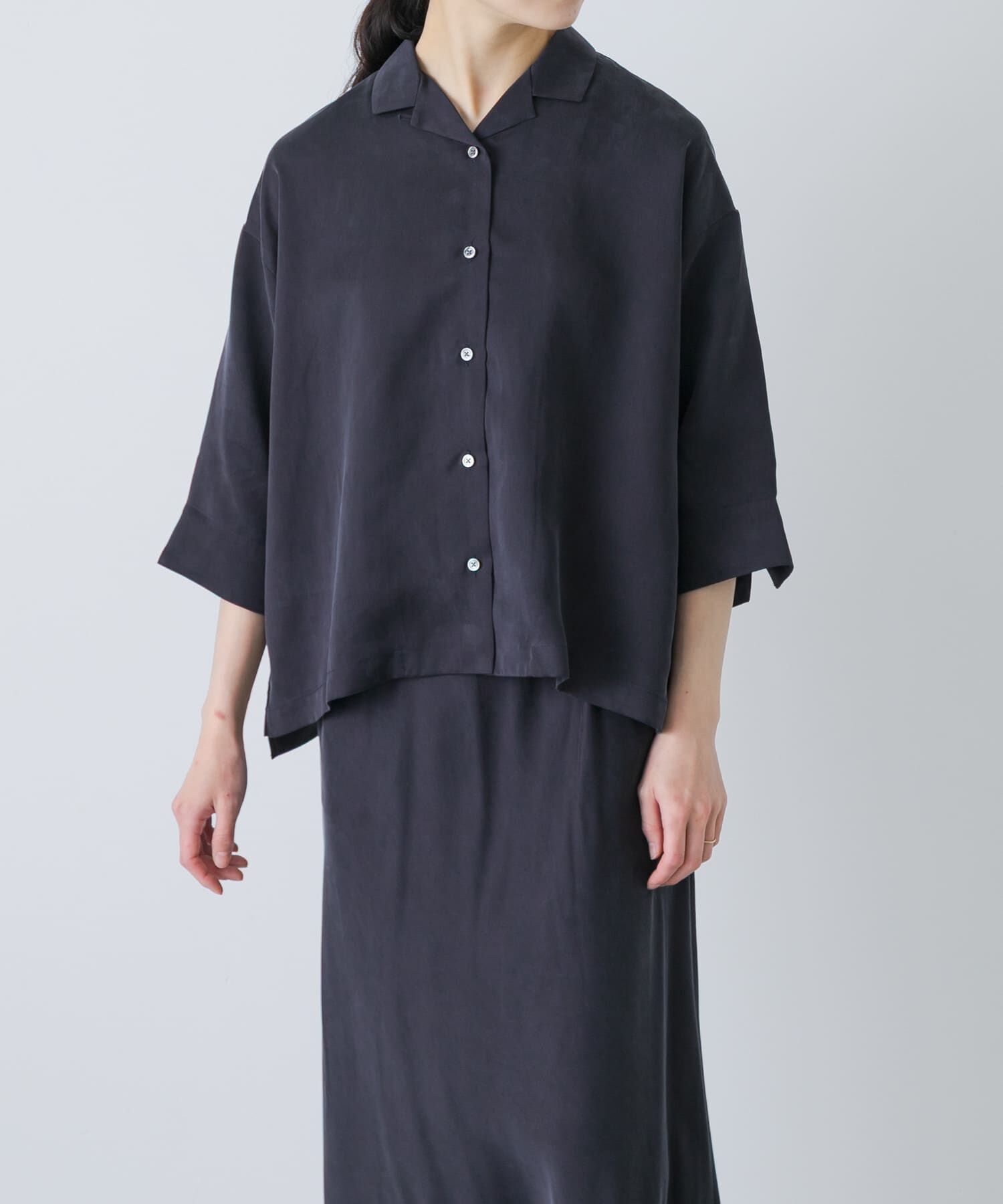 かぐれ「キュプラオープンカラーシャツ」|シャツ・ブラウス|