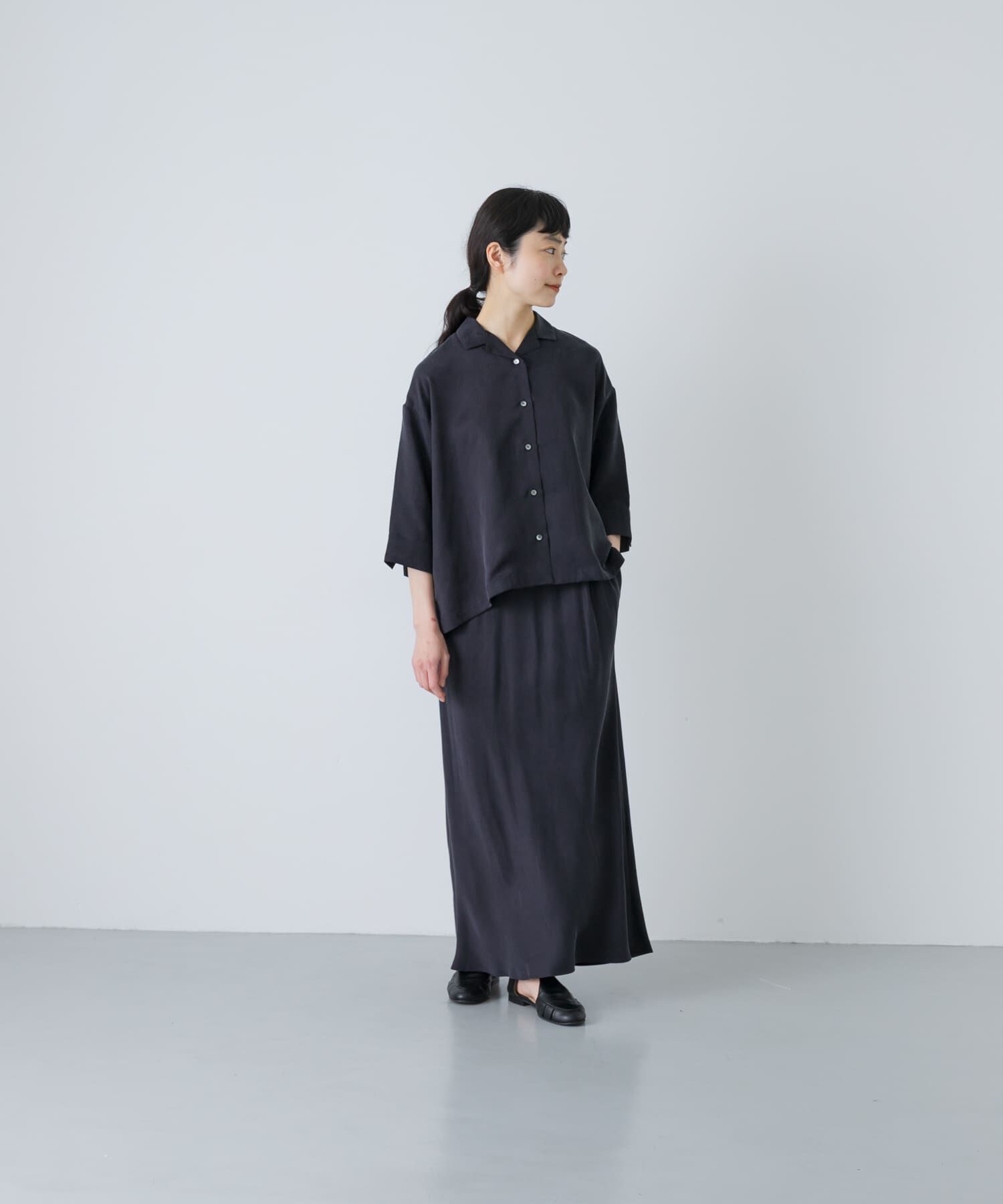 かぐれ「キュプラオープンカラーシャツ」|シャツ・ブラウス|