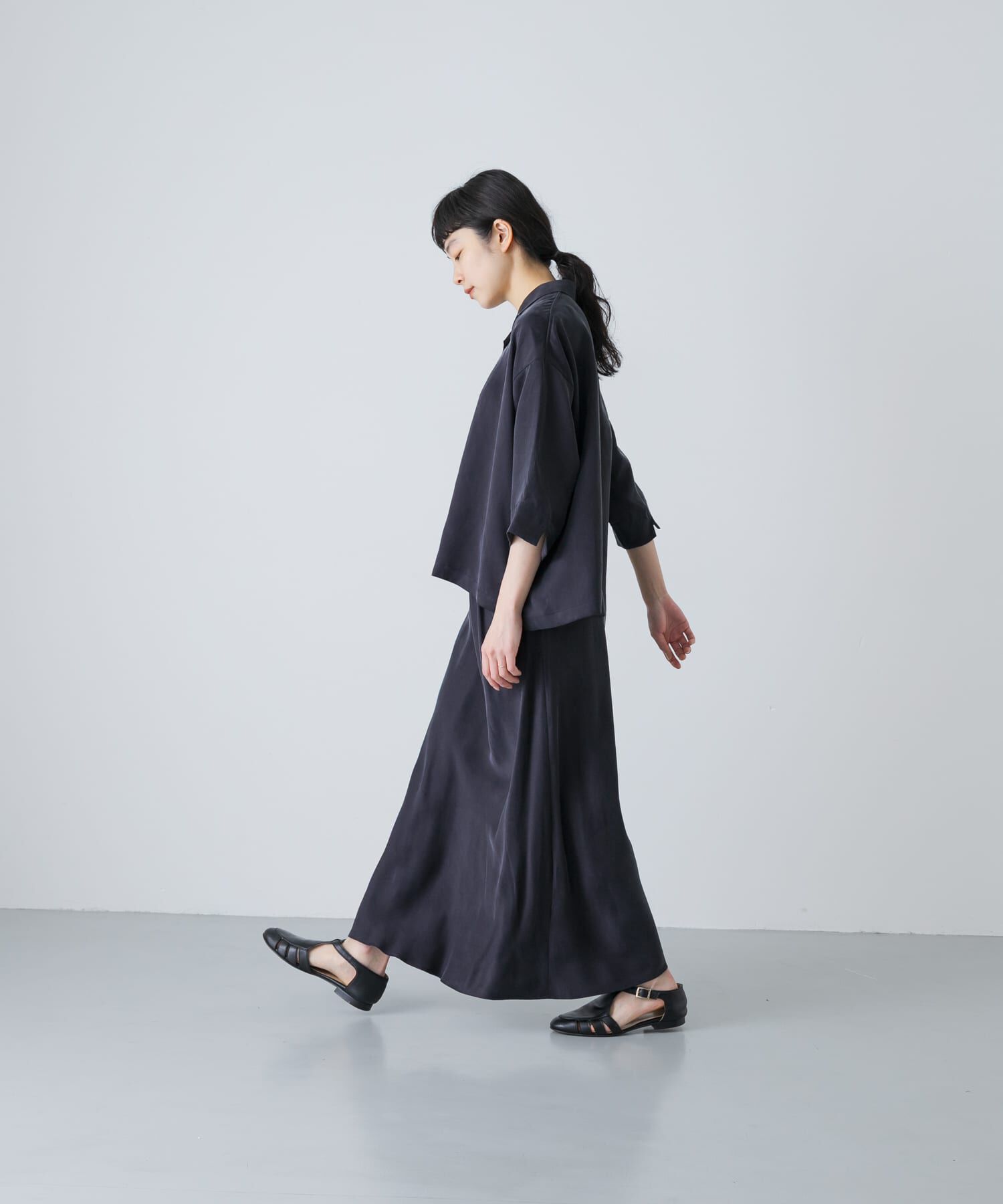 かぐれ「キュプラオープンカラーシャツ」|シャツ・ブラウス|