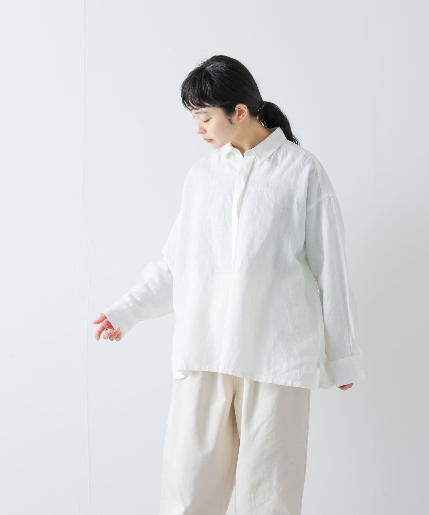 かぐれ「リネンレギュラーボックスシャツ」|シャツ・ブラウス|