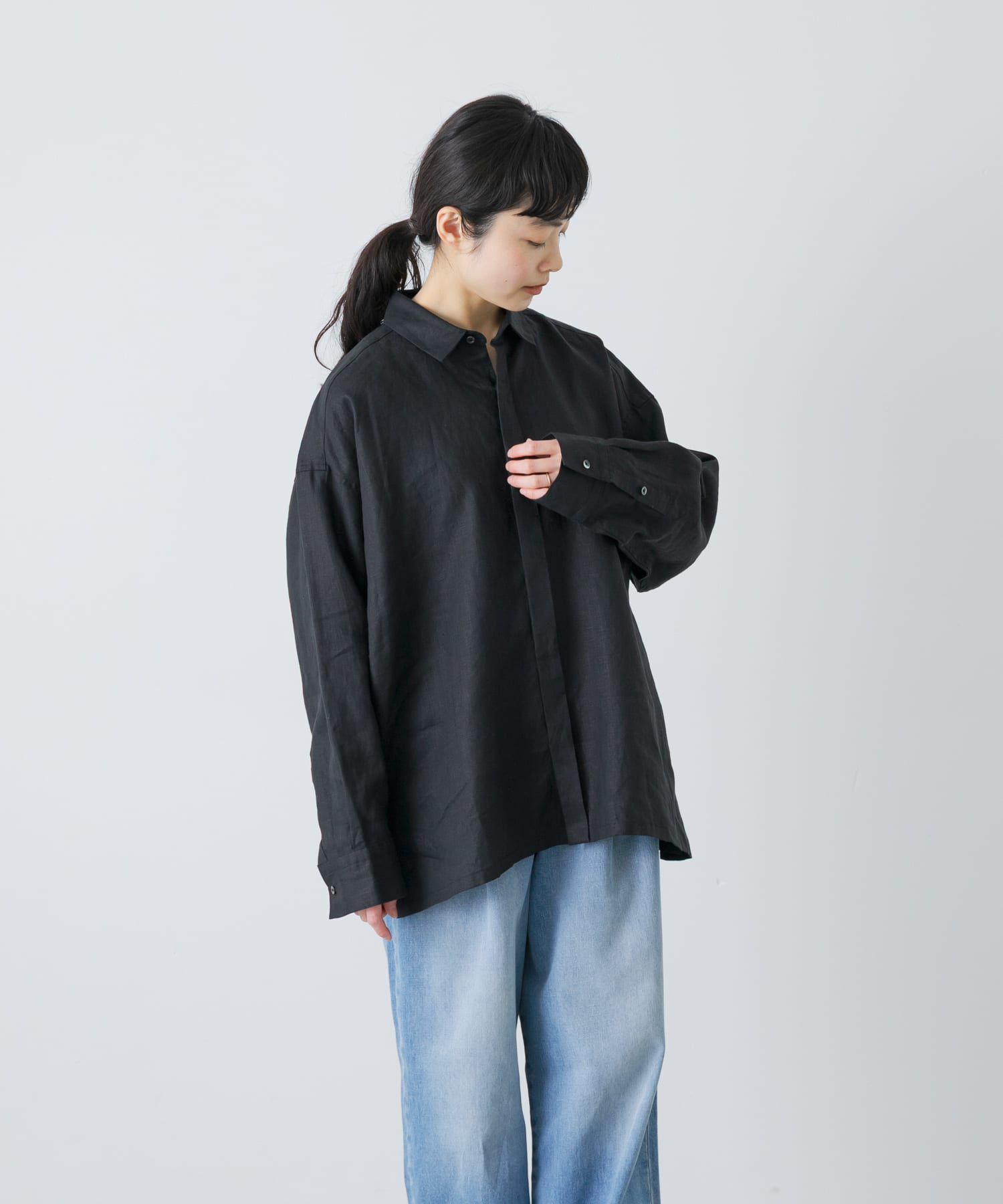 かぐれ「リネンレギュラーボックスシャツ」|シャツ・ブラウス|