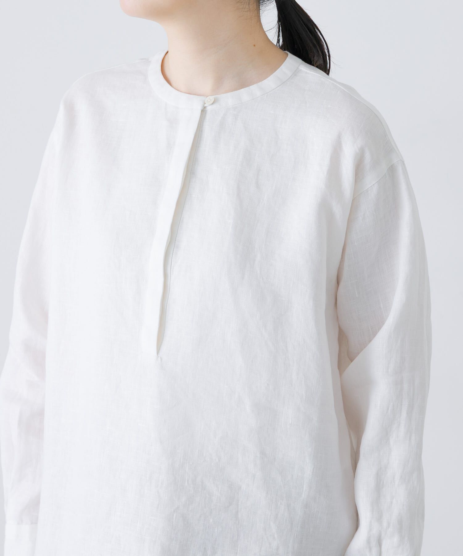 かぐれ「リネンヘンリーワイドシャツ」|シャツ・ブラウス|