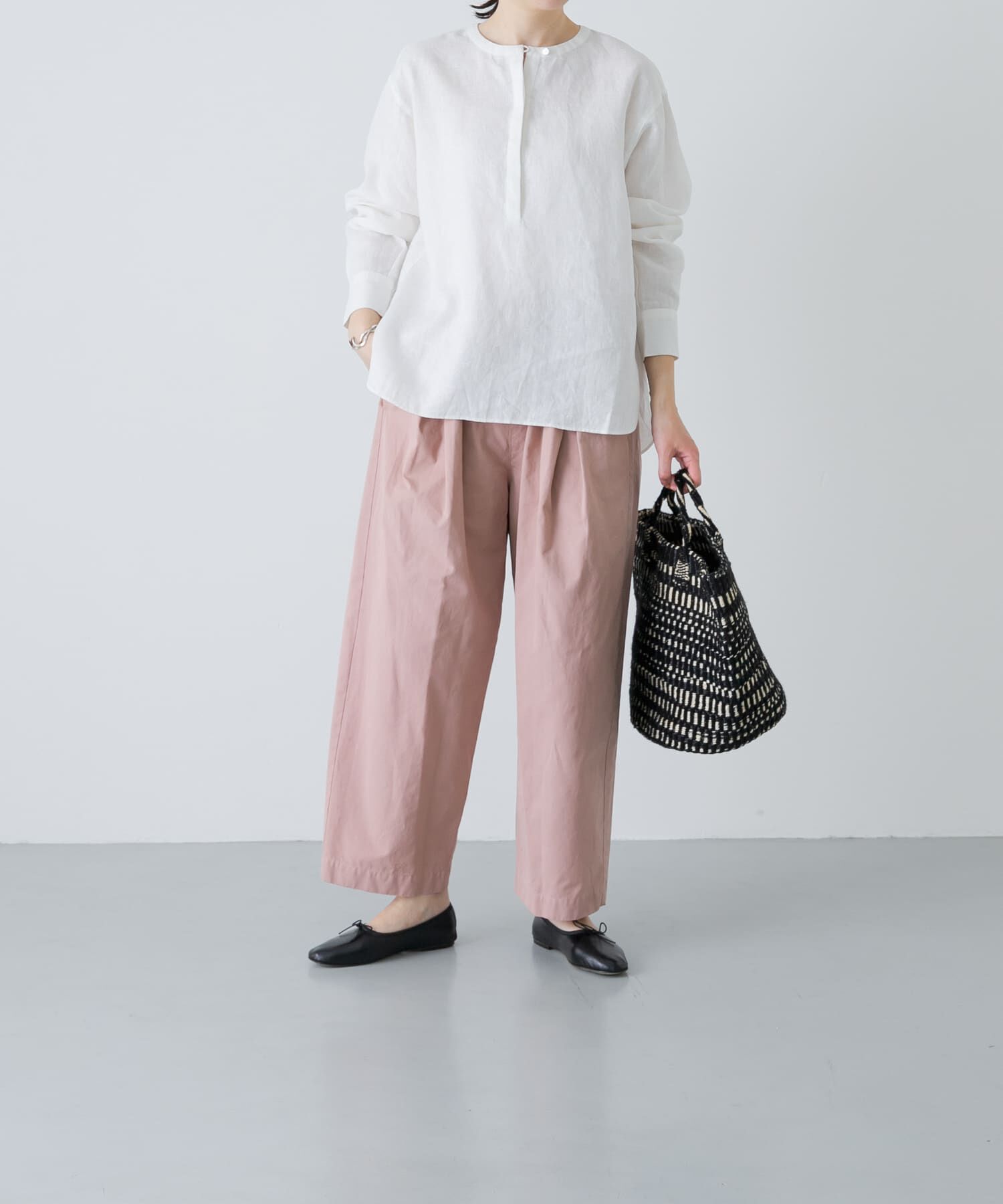 かぐれ「リネンヘンリーワイドシャツ」|シャツ・ブラウス|