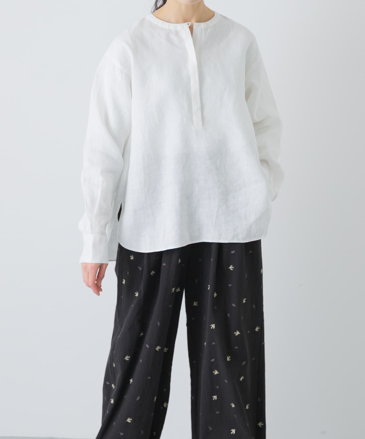 かぐれ「リネンヘンリーワイドシャツ」|シャツ・ブラウス|