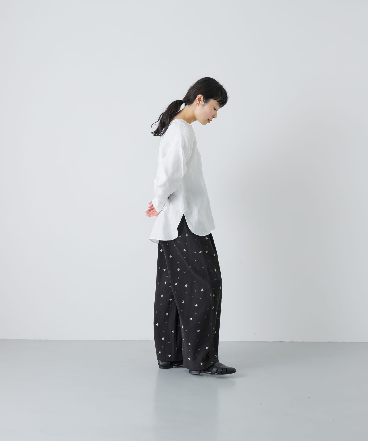 かぐれ「リネンヘンリーワイドシャツ」|シャツ・ブラウス|