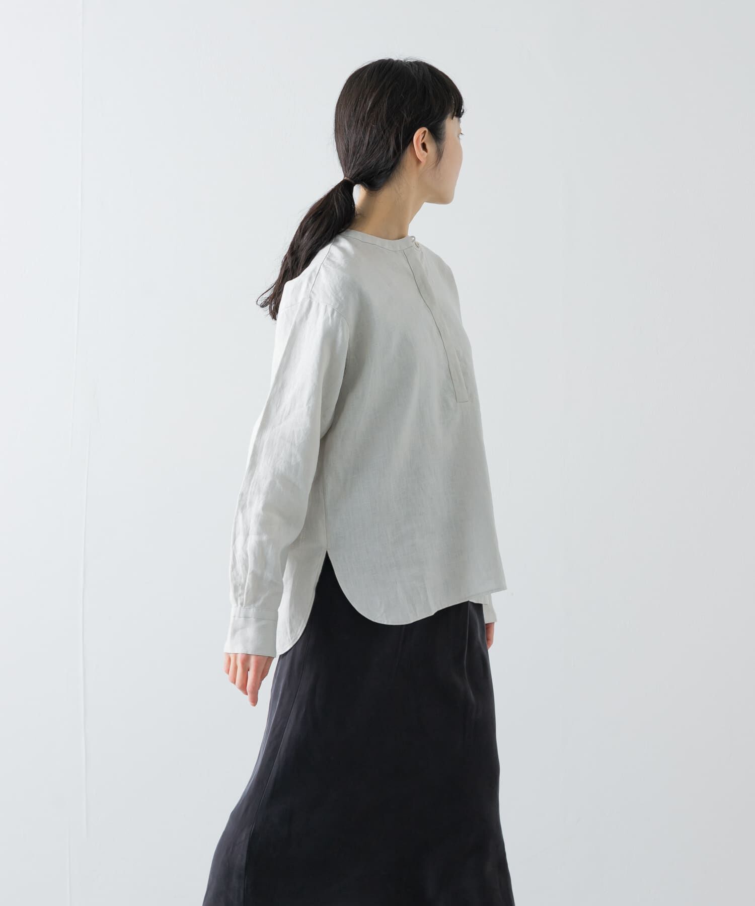 かぐれ「リネンヘンリーワイドシャツ」|シャツ・ブラウス|