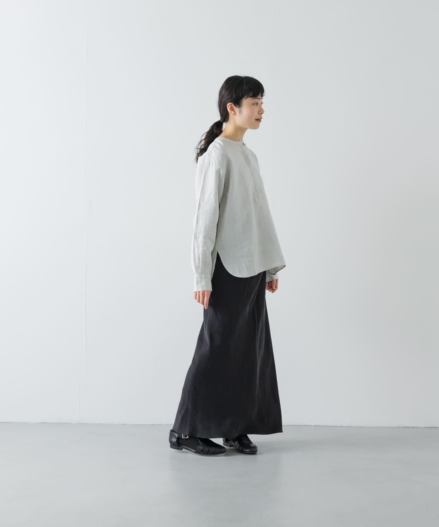 かぐれ「リネンヘンリーワイドシャツ」|シャツ・ブラウス|