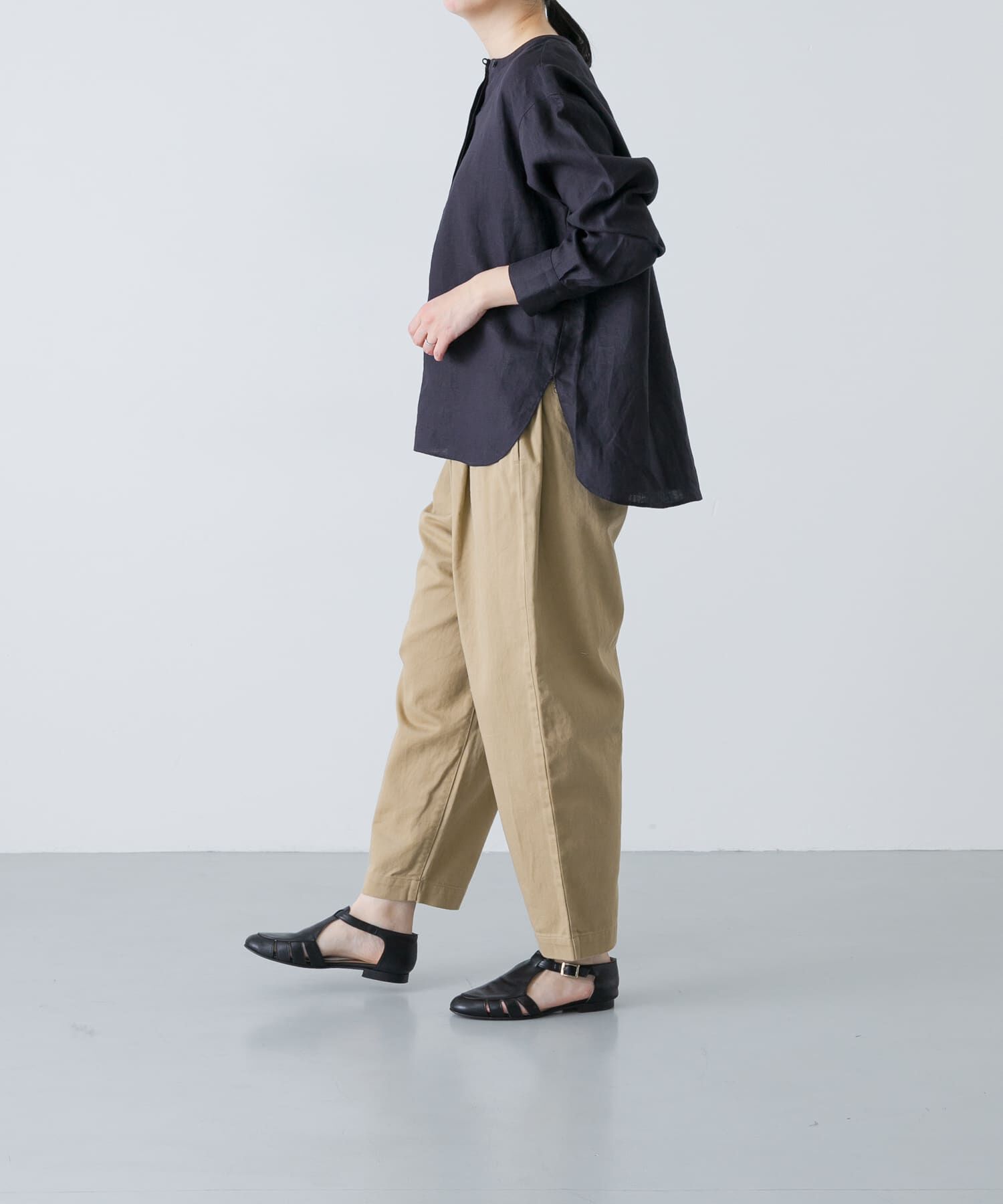 かぐれ「リネンヘンリーワイドシャツ」|シャツ・ブラウス|