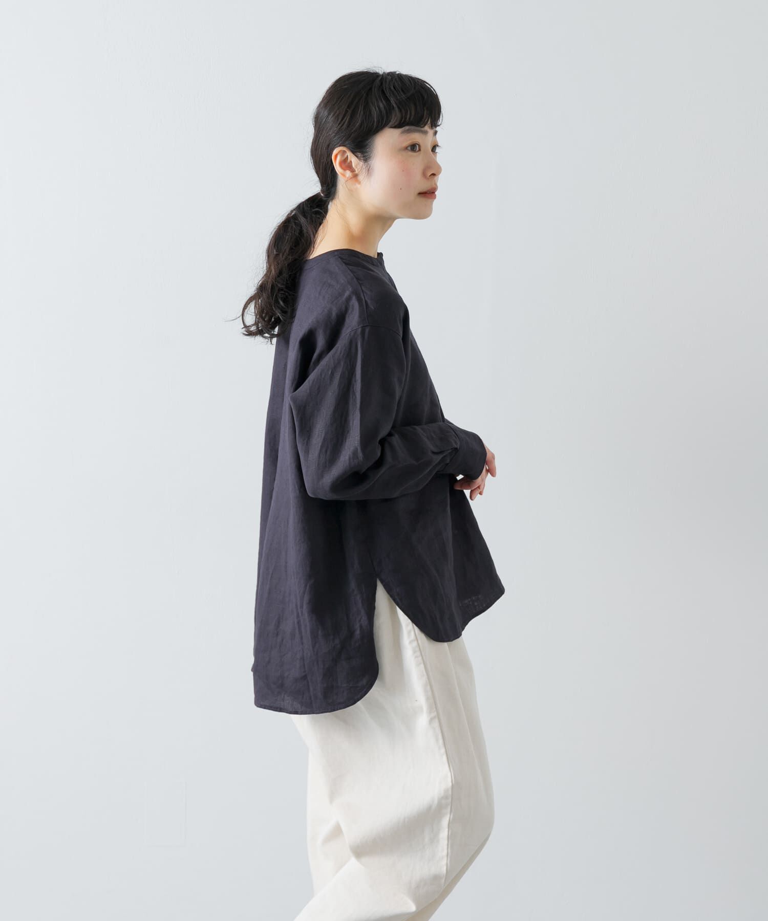 かぐれ「リネンヘンリーワイドシャツ」|シャツ・ブラウス|