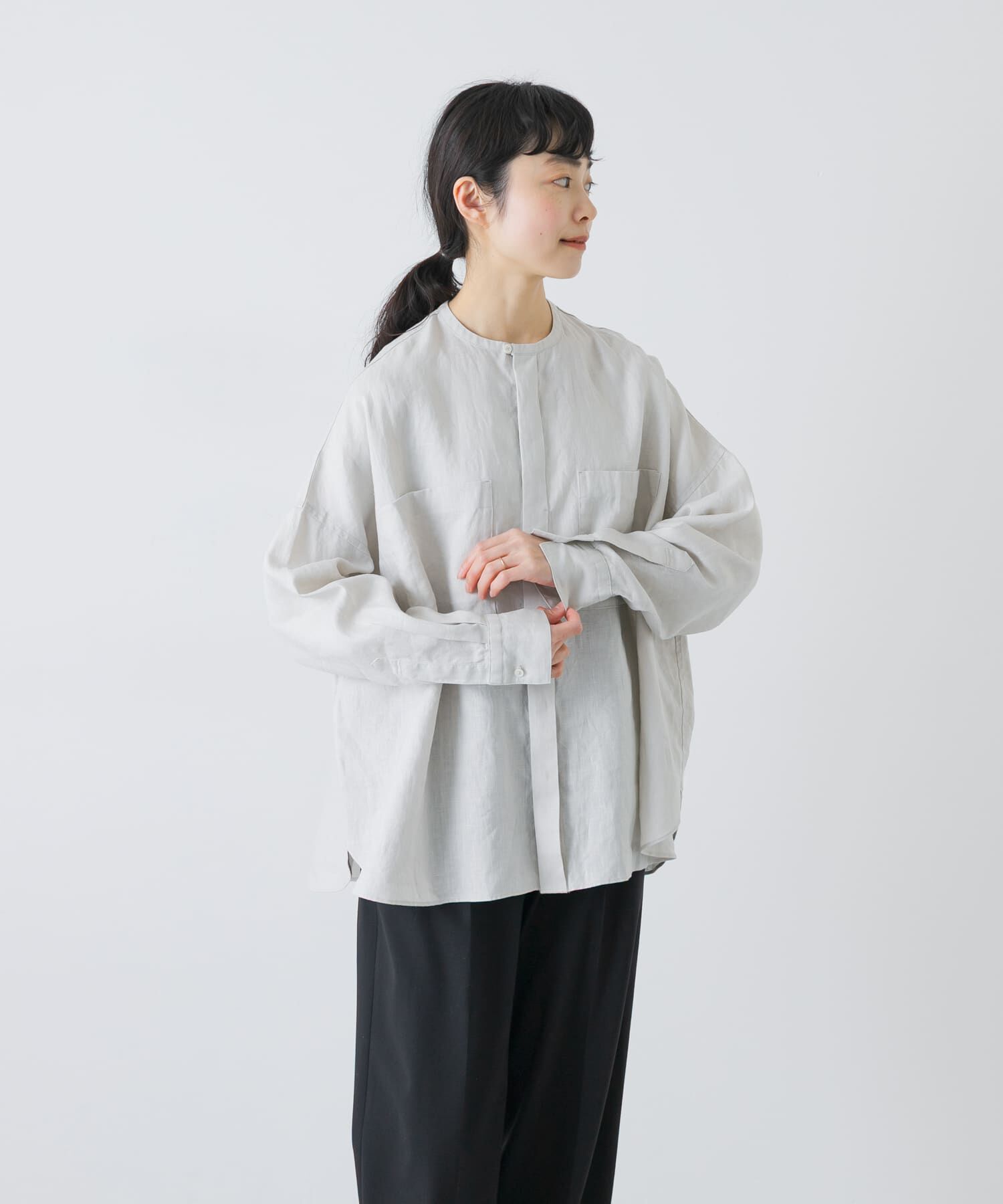 かぐれ「リネンダブルポケットワイドシャツ」|シャツ・ブラウス|
